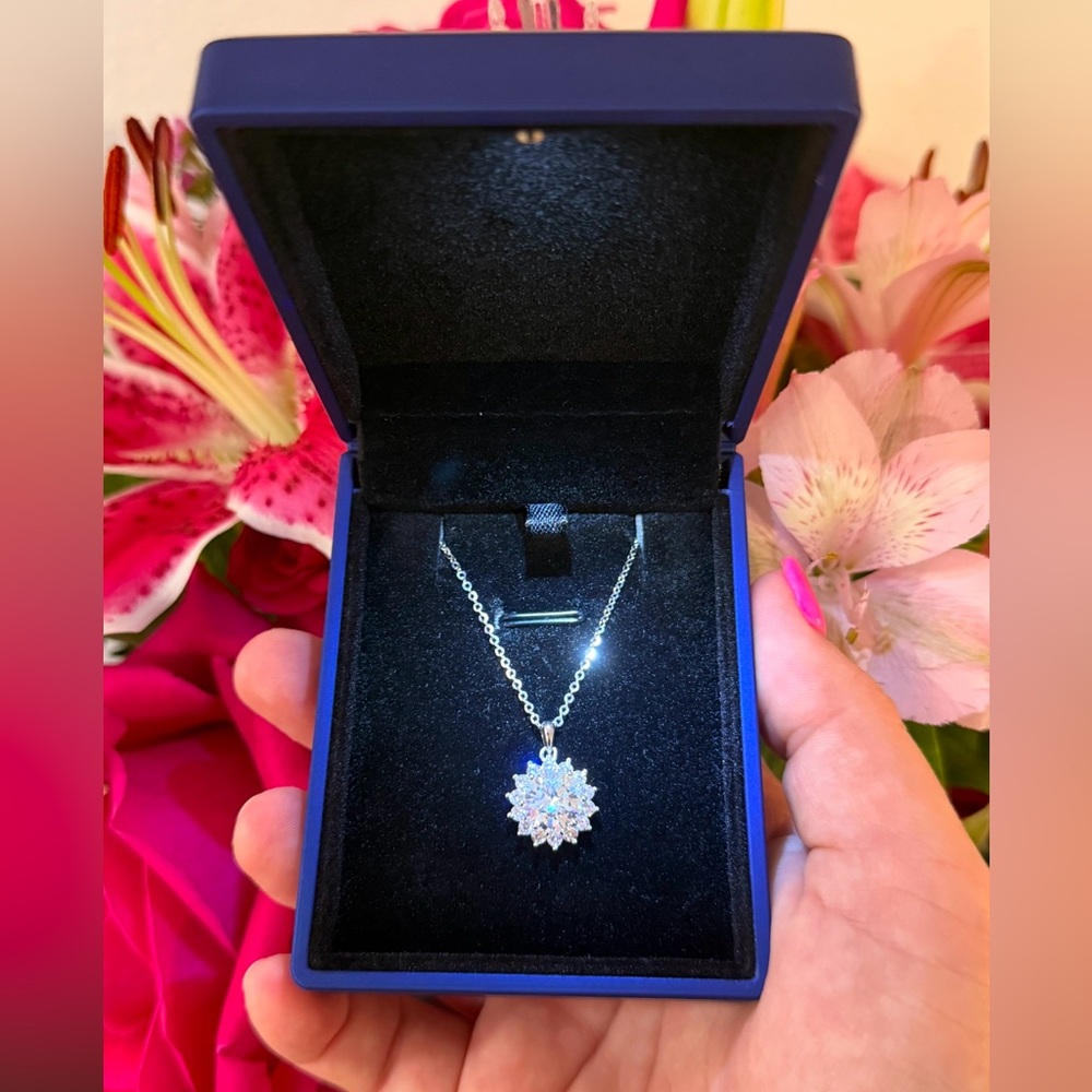 3 CT Moissanite Snowflake Pendant Necklace 925 Sterling Silver | GRA Certified